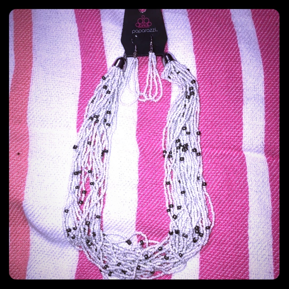 Beaded necklace and earring set.
